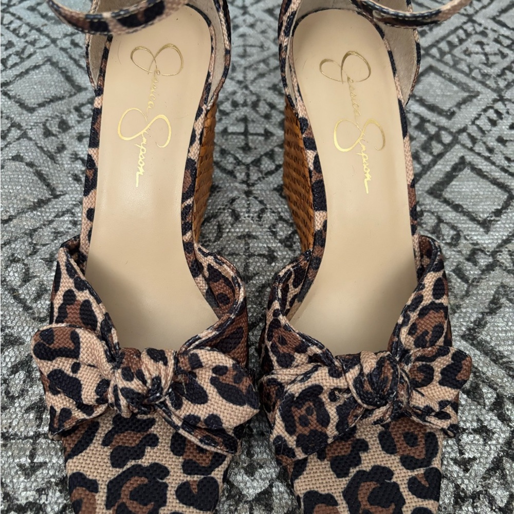 Jessica Simpson Leopard Print Wedges